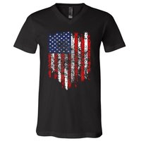 USA Flag American Flag United States of America 4th of July V-Neck T-Shirt