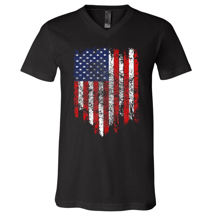 USA Flag American Flag United States of America 4th of July V-Neck T-Shirt