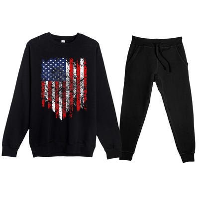 USA Flag American Flag United States of America 4th of July Premium Crewneck Sweatsuit Set