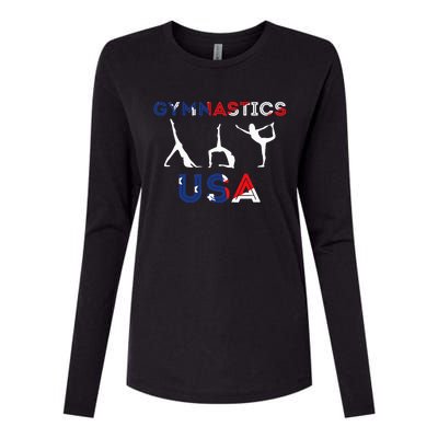 Usa Flag American Team Gymnastics America Gymnast Womens Cotton Relaxed Long Sleeve T-Shirt