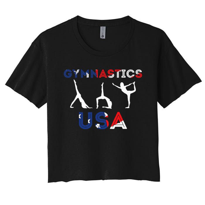 Usa Flag American Team Gymnastics America Gymnast Women's Crop Top Tee