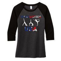 Usa Flag American Team Gymnastics America Gymnast Women's Tri-Blend 3/4-Sleeve Raglan Shirt