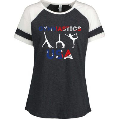 Usa Flag American Team Gymnastics America Gymnast Enza Ladies Jersey Colorblock Tee