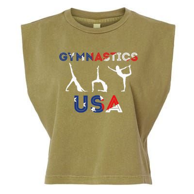 Usa Flag American Team Gymnastics America Gymnast Garment-Dyed Women's Muscle Tee