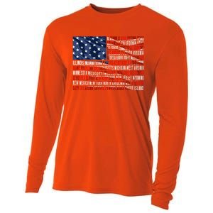 Usa Flag American Veterans Day Military Army Soldier Gift Cooling Performance Long Sleeve Crew