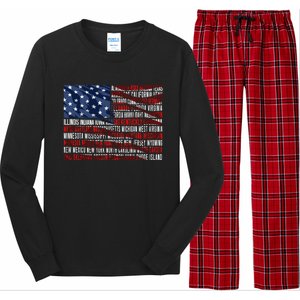 Usa Flag American Veterans Day Military Army Soldier Gift Long Sleeve Pajama Set