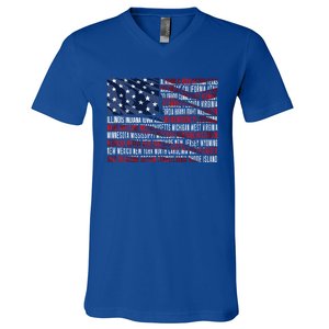 Usa Flag American Veterans Day Military Army Soldier Gift V-Neck T-Shirt