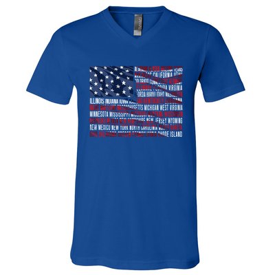 Usa Flag American Veterans Day Military Army Soldier Gift V-Neck T-Shirt