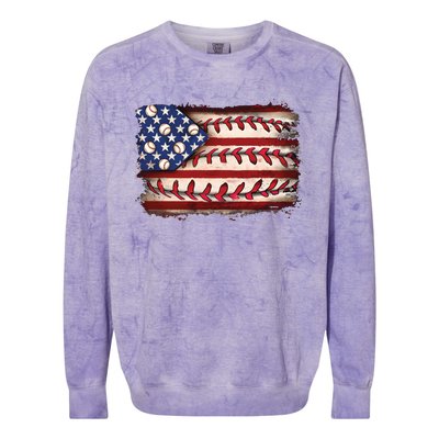 Usa Flag Baseball Patriotic American Colorblast Crewneck Sweatshirt