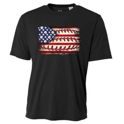 Usa Flag Baseball Patriotic American Cooling Performance Crew T-Shirt