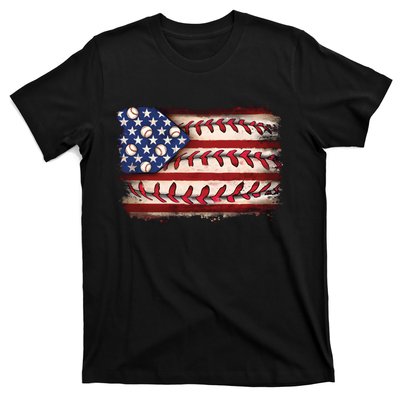 Usa Flag Baseball Patriotic American T-Shirt