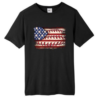 Usa Flag Baseball Patriotic American Tall Fusion ChromaSoft Performance T-Shirt