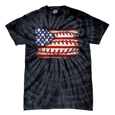 Usa Flag Baseball Patriotic American Tie-Dye T-Shirt