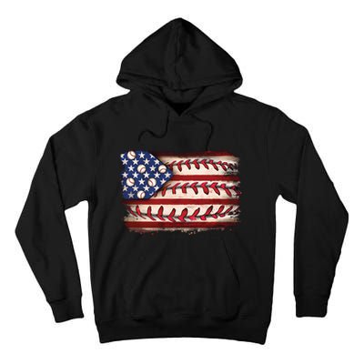 Usa Flag Baseball Patriotic American Tall Hoodie