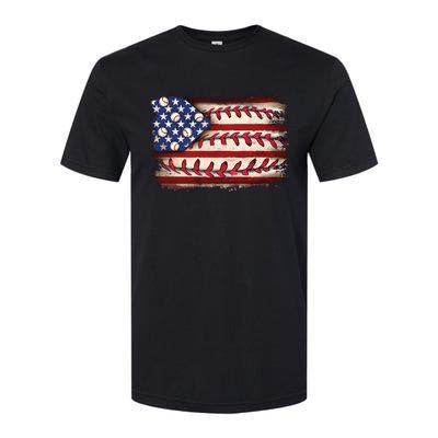 Usa Flag Baseball Patriotic American Softstyle CVC T-Shirt