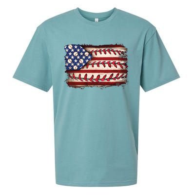 Usa Flag Baseball Patriotic American Sueded Cloud Jersey T-Shirt