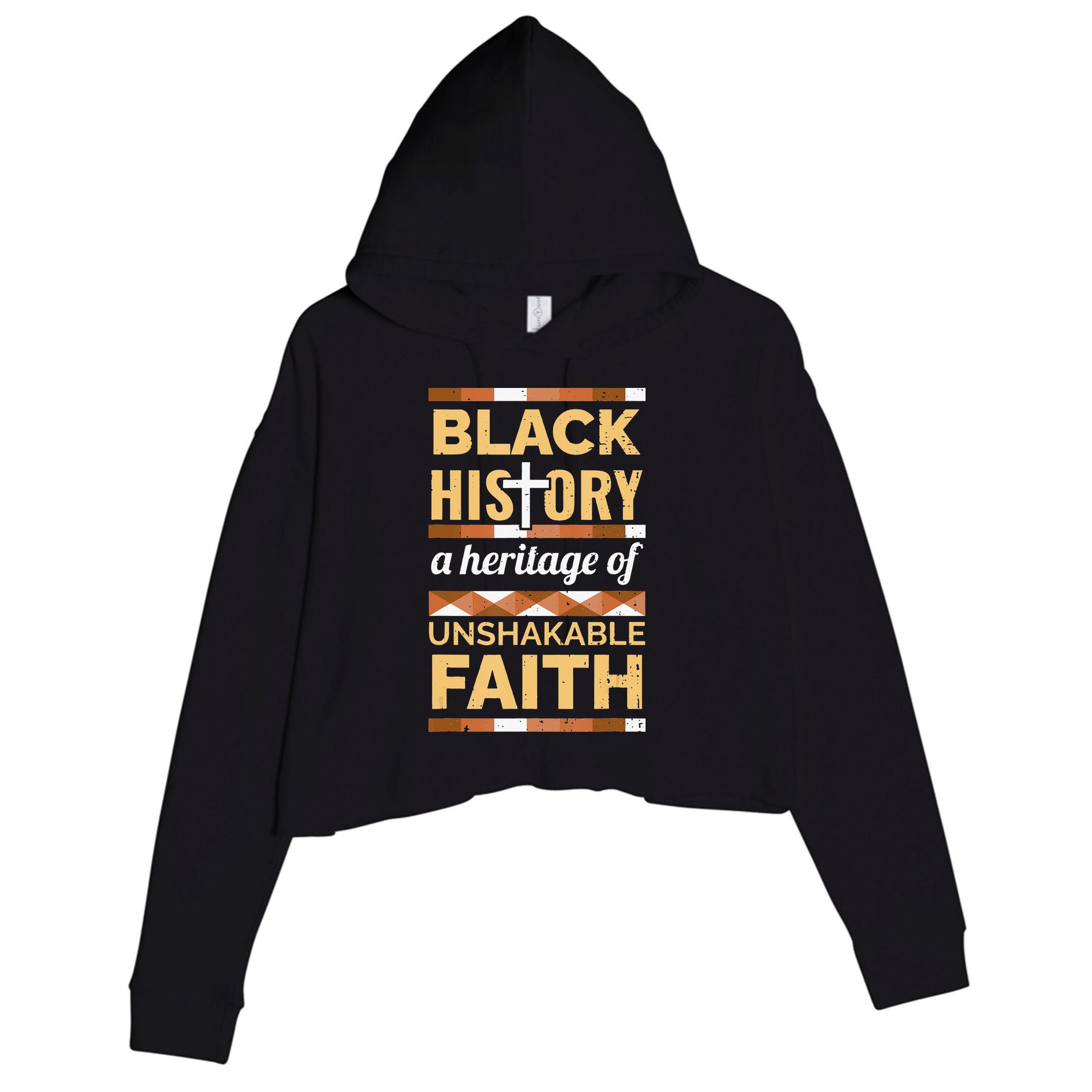 Unshakeable Faith Black History Month BLM Melanin Christian Crop Fleece Hoodie