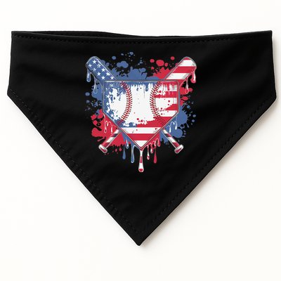 USA Flag Baseball Ice Cream Drip Baseball Home Plate Drip USA-Made Doggie Bandana