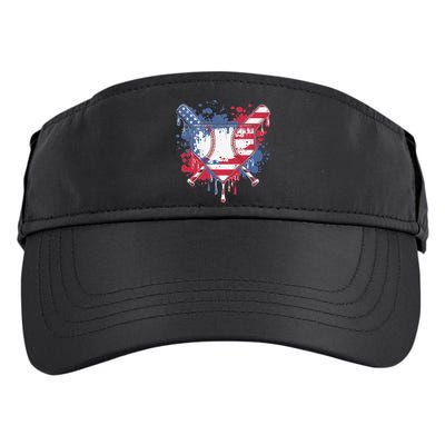 USA Flag Baseball Ice Cream Drip Baseball Home Plate Drip Adult Drive Performance Visor