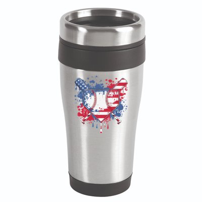 USA Flag Baseball Ice Cream Drip Baseball Home Plate Drip 16oz Travel Tumbler