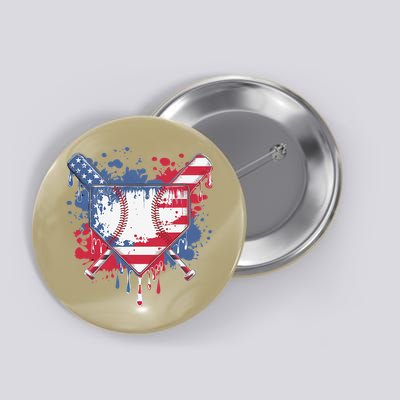 USA Flag Baseball Ice Cream Drip Baseball Home Plate Drip Button