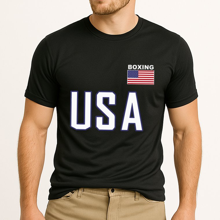 Usa Flag Boxing Cool Boxer Training Equipment Cooling Performance Crew T-Shirt