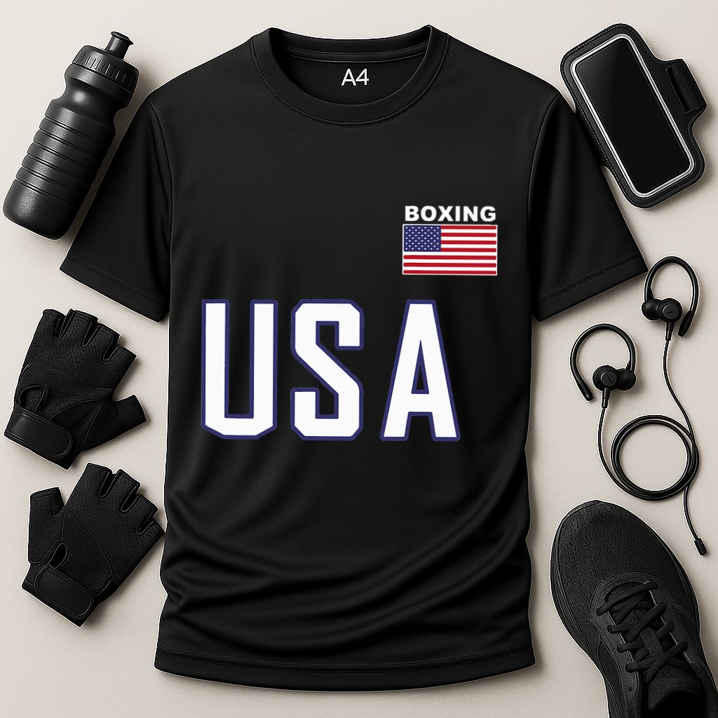 Usa Flag Boxing Cool Boxer Training Equipment Cooling Performance Crew T-Shirt