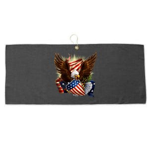 Usa Flag Bald Eagle Meaningful Gift American Flag Gift Large Microfiber Waffle Golf Towel