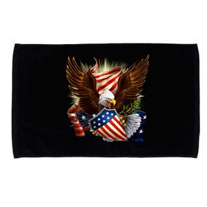 Usa Flag Bald Eagle Meaningful Gift American Flag Gift Microfiber Hand Towel