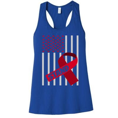 Usa Flag Burgundy Ribbon Products Brain Aneurysm Awareness Gift Women's Racerback Tank