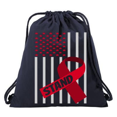 Usa Flag Burgundy Ribbon Products Brain Aneurysm Awareness Gift Drawstring Bag