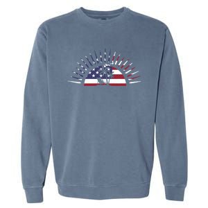 Usa Flag Beach Memorial Day Fun Veteran Tree Graphic Cute Gift Garment-Dyed Sweatshirt