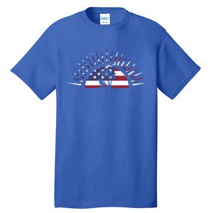 Usa Flag Beach Memorial Day Fun Veteran Tree Graphic Cute Gift Tall T-Shirt