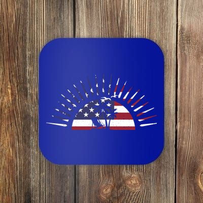 Usa Flag Beach Memorial Day Fun Veteran Tree Graphic Cute Gift Coaster