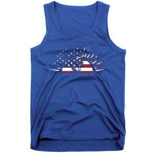 Usa Flag Beach Memorial Day Fun Veteran Tree Graphic Cute Gift Tank Top