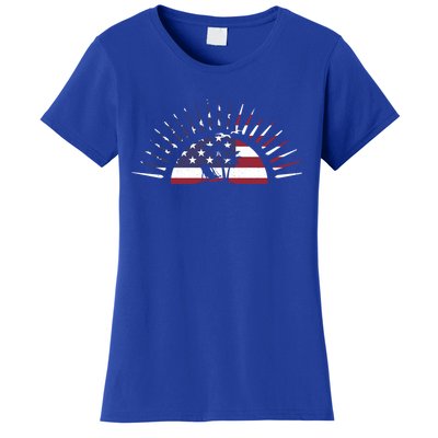 Usa Flag Beach Memorial Day Fun Veteran Tree Graphic Cute Gift Women's T-Shirt