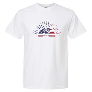 Usa Flag Beach Memorial Day Fun Veteran Tree Graphic Cute Gift Garment-Dyed Heavyweight T-Shirt