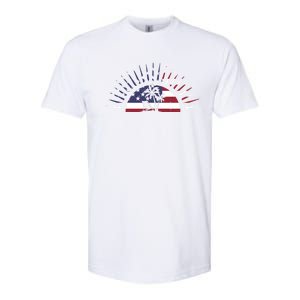 Usa Flag Beach Memorial Day Fun Veteran Tree Graphic Cute Gift Softstyle CVC T-Shirt