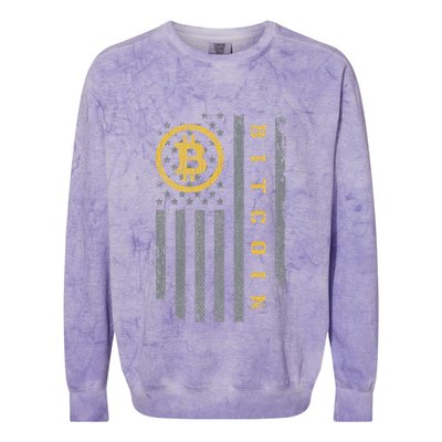 Usa Flag Bitcoin Distressed Digital Currency Btc Crypto Coin Colorblast Crewneck Sweatshirt