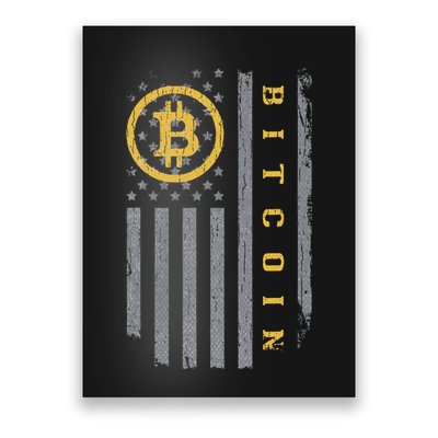 Usa Flag Bitcoin Distressed Digital Currency Btc Crypto Coin Poster