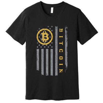 Usa Flag Bitcoin Distressed Digital Currency Btc Crypto Coin Premium T-Shirt