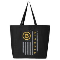 Usa Flag Bitcoin Distressed Digital Currency Btc Crypto Coin 25L Jumbo Tote
