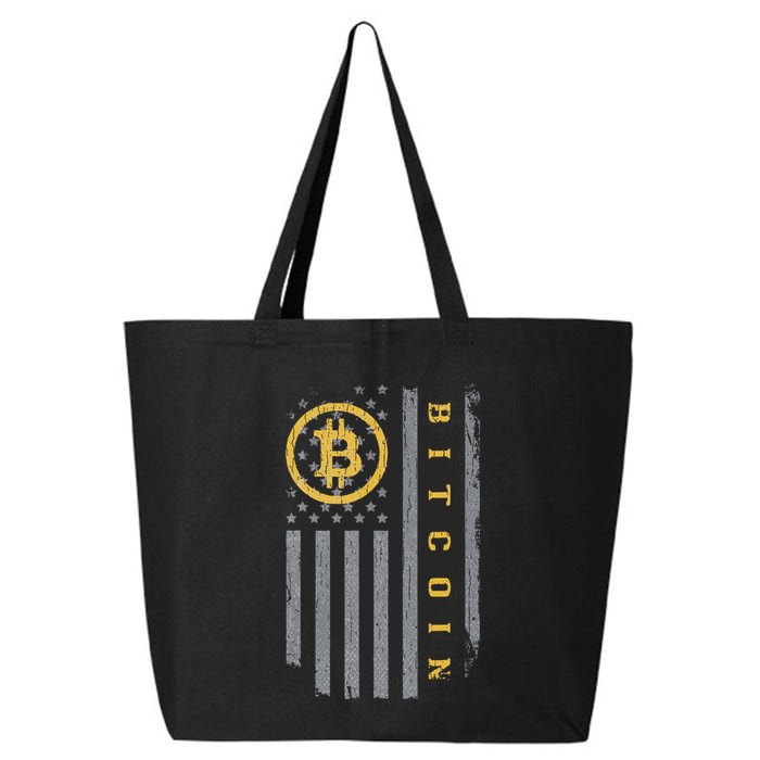 Usa Flag Bitcoin Distressed Digital Currency Btc Crypto Coin 25L Jumbo Tote