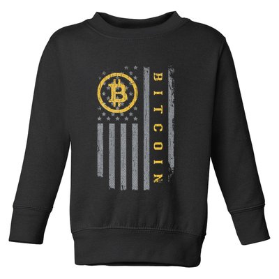 Usa Flag Bitcoin Distressed Digital Currency Btc Crypto Coin Toddler Sweatshirt