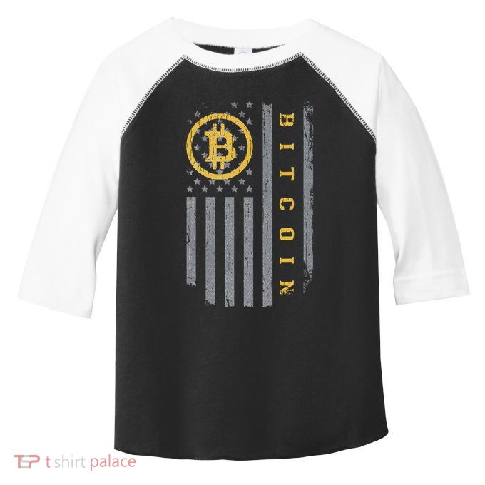 Usa Flag Bitcoin Distressed Digital Currency Btc Crypto Coin Toddler Fine Jersey T-Shirt
