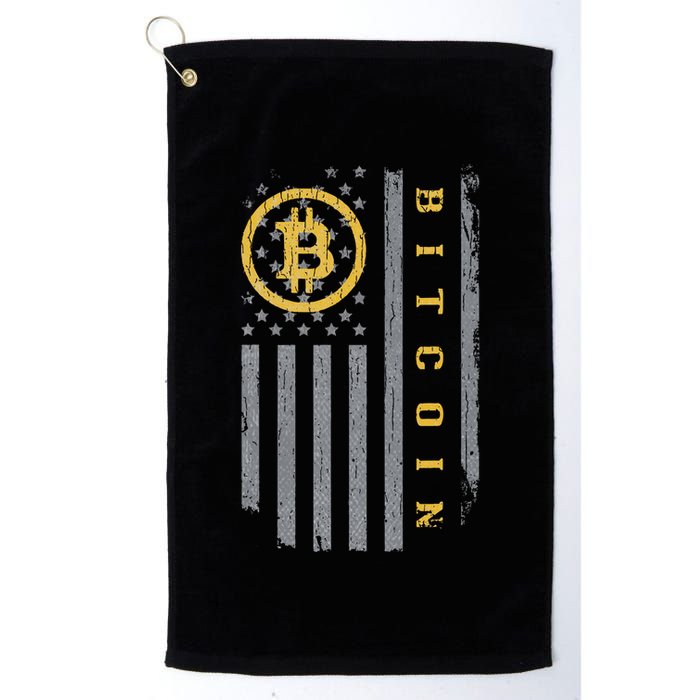 Usa Flag Bitcoin Distressed Digital Currency Btc Crypto Coin Golf Towel