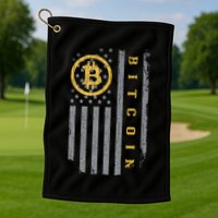 Usa Flag Bitcoin Distressed Digital Currency Btc Crypto Coin Golf Towel