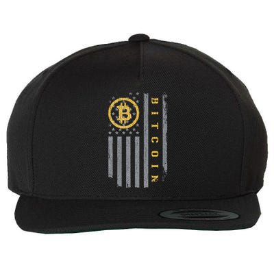 Usa Flag Bitcoin Distressed Digital Currency Btc Crypto Coin Wool Snapback Cap