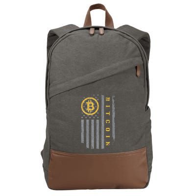 Usa Flag Bitcoin Distressed Digital Currency Btc Crypto Coin Cotton Canvas Backpack