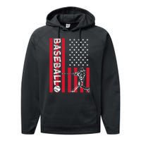 USA Flag Batter Baseball Player American Sport Baseball Performance Fleece Hoodie